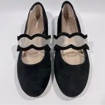 Beautifeel Iris Black Suede Dress Ballet Comfort Flat Shoes Mesh Detail 40.5