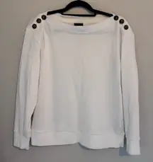 Who What Wear Size XL White Sweater/dressy Sweatshirt with Button Detail