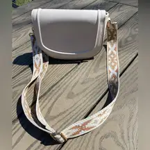 Light pink boho western saddle bag crossbody thick strap purse