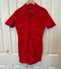Judy Blue Red Denim Romper Size Large