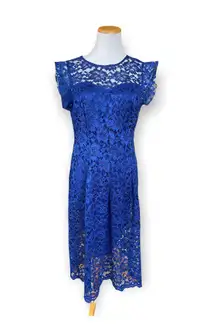 Womens En Focus Studio Blue Lace Dress - Sz 6