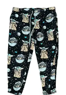 Star Wars Pajama‎ Pants Womens XL Black Yoda All Over Graphic Print Drawstring