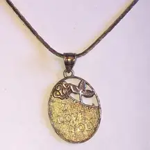 925 Gold Plated Sterling Silver I Love You Pendant Necklace