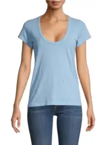 Rag & Bone Shirt Women Small Blue Pima Cotton U Neck Short Sleeve Tee Athleisure
