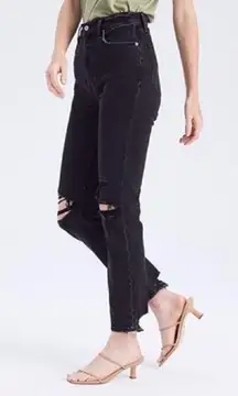 Abercrombie & Fitch CURVE LOVE Ankle Straight Ultra High Rise Black Jeans