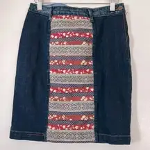 Holding Horses Dark Denim W Front Patchwork Panel Jean Skirt- Size 25