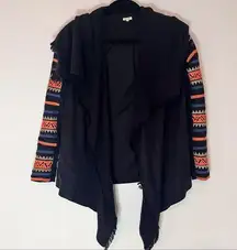 Rip Curl Black Waterfall Jacket With Peach Blue And Tan Embroidered Arms Size XS