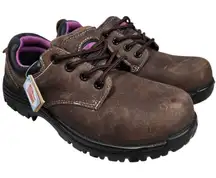 AVENGER Work Boots Women Brown Leather Steel Toe‎ EH Rated Safety Shoes 9.5 NWT