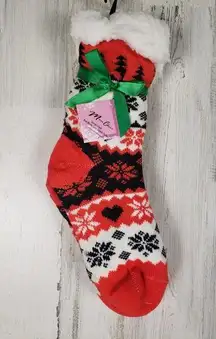 NWT Sherpa Lined Knit Winter Snowflake Holiday Design No-Slip Slipper Socks