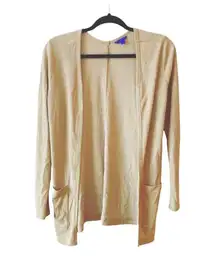 Tan Open Front Ribbed Lightweight Cardigan