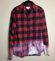 Upcycle Red And Black Jesus And Flannel Kind Of Day Buffalo Plaid Button Down