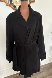 Fleet‎ Street Black Belted Trench Coat, Classic Career Wear, Women's Medium