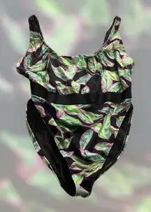 ASOS High Leg Tropical Print Swimsuit Size 14