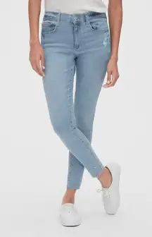 Gap Light Wash Blue Mid Rise Favorite Jeggings with Raw Hem Skinny Size 6/28