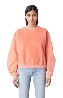 GAS‎ Jeans Orange Crew Neck Ruched Sleeve Sweatshirt Size Small New