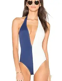 Solid & Striped  Willow Color Block One Piece Bathing Suit Black White