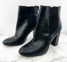 Sam Edelman Case Heeled Leather Chelsea Block Heel Ankle Boots Women's Size 9.5