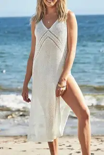 Cupshe Crochet Cover Ups Hollow Out Sleeveless Split Beach Coverup Knit Dress