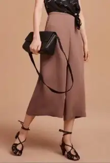 Wilfred XXS Wide Leg Flowey Satin Cropped Pants Elastic Waist Women's Aritzia