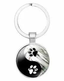 Yin Ying Taiji Animal Paws Key Chain, Black, White