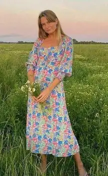 Colorful Mathilde Midi Dress in Jemima Floral 8 NWT