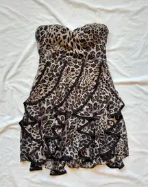 Speechless Leopard print Cheetah Print strapless dress with ruffles