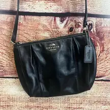 Authentic Coach Crossbody Purse Bag Black Leather 9x7 Clutch
