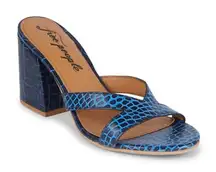 Free People Blue Charlie Croc V Patterned Heels Women’s Blue Size 8.5 /39