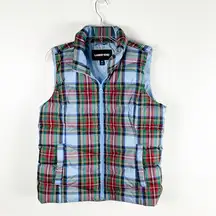 LAND’S END Plaid Feather Down Filled Full Zipper Vest, Size Medium