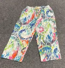 Jams World Paisley Rain cropped pants geometric pink green blue size small
