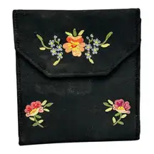 Vintage French Hand Embroidered Floral Wallet