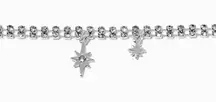 Silver Rhinestone Star Choker Necklace Dangle Charm Jewelry