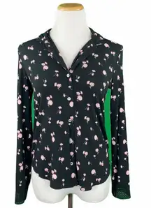 Victoria’s Secret Black Dandelion Print Floral Button Down Pajama Top