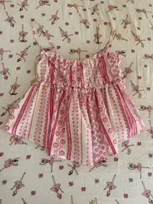 Pink Aztec striped babydoll tank top