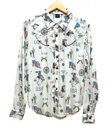 Cruel Shirt Women Medium *no Tag* Bull Western Cowgirl Horse America USA‎ FLAG