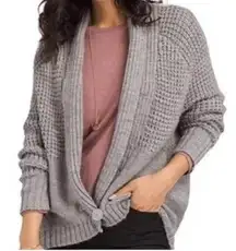 PRANA Knit Sweater Gray M One Button Open Front Cider Cardigan Wool Alpaca Blend