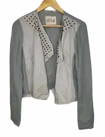 Illia Grey Leather Cloth Stud Blazer‎ Size 2