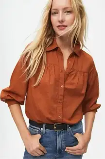 MICHAEL STARS Robyn Button Down Shirt Rust Orange Rustique Medium Fall Western