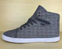 Vans womens grey/white plaid fabric high top  sk8 shoes size 7.5