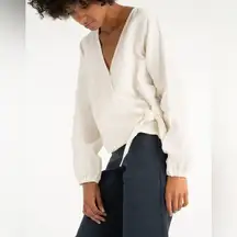 Tribe Alive • Linen Wrap Top Ivory White