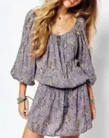 Denim‎ & Supply Purple Paisley Smocked Tie Waist Dress