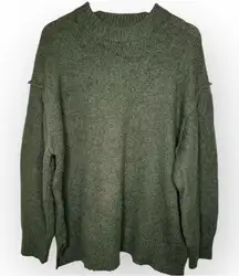 Topshop Women's Green Chunky Knit Mock Neck Oversized Sweater Size S US 4-6