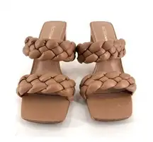 BCBGeneration Finaa braided double‎ strap sandals block heel Tan Size 6.5