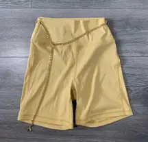 NEW WeWoreWhat Yellow Gold Chain Biker Shorts