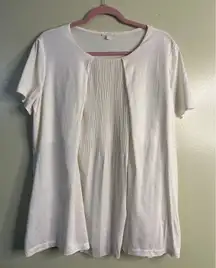 COS White Pleat Front Short Sleeves Women’s Blouse Top Work Office, size large