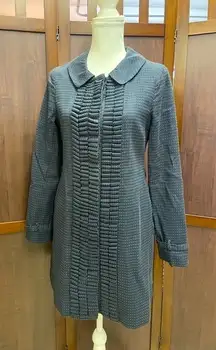 Hale Bob polka dot blue long ruffle front 3/4 jacket sz‎ Small