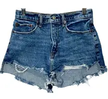 NEW Abercrombie & Fitch Curve Love Mom Short High Rise Blue Jean Shorts Sz 27 4