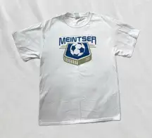 white blue tan gold soccer tee
