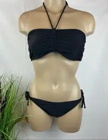 OP Ocean Pacific Black Halter Bikini Swim Bathing Suit 2 Piece XL M