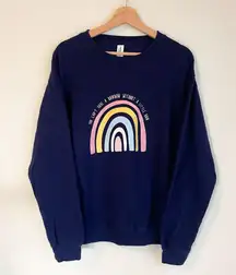 Dark Navy Blue Womens Crewneck Size XL Sweatshirt With Graphic Design